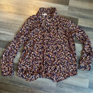 Maurices Floral Button Down Shirt - Violet and Tan